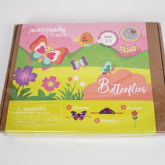 Jackinthebox Juniors Butterflies Craft Kit DIY Butterfly Wings Crown Wand - Picture 1 of 10